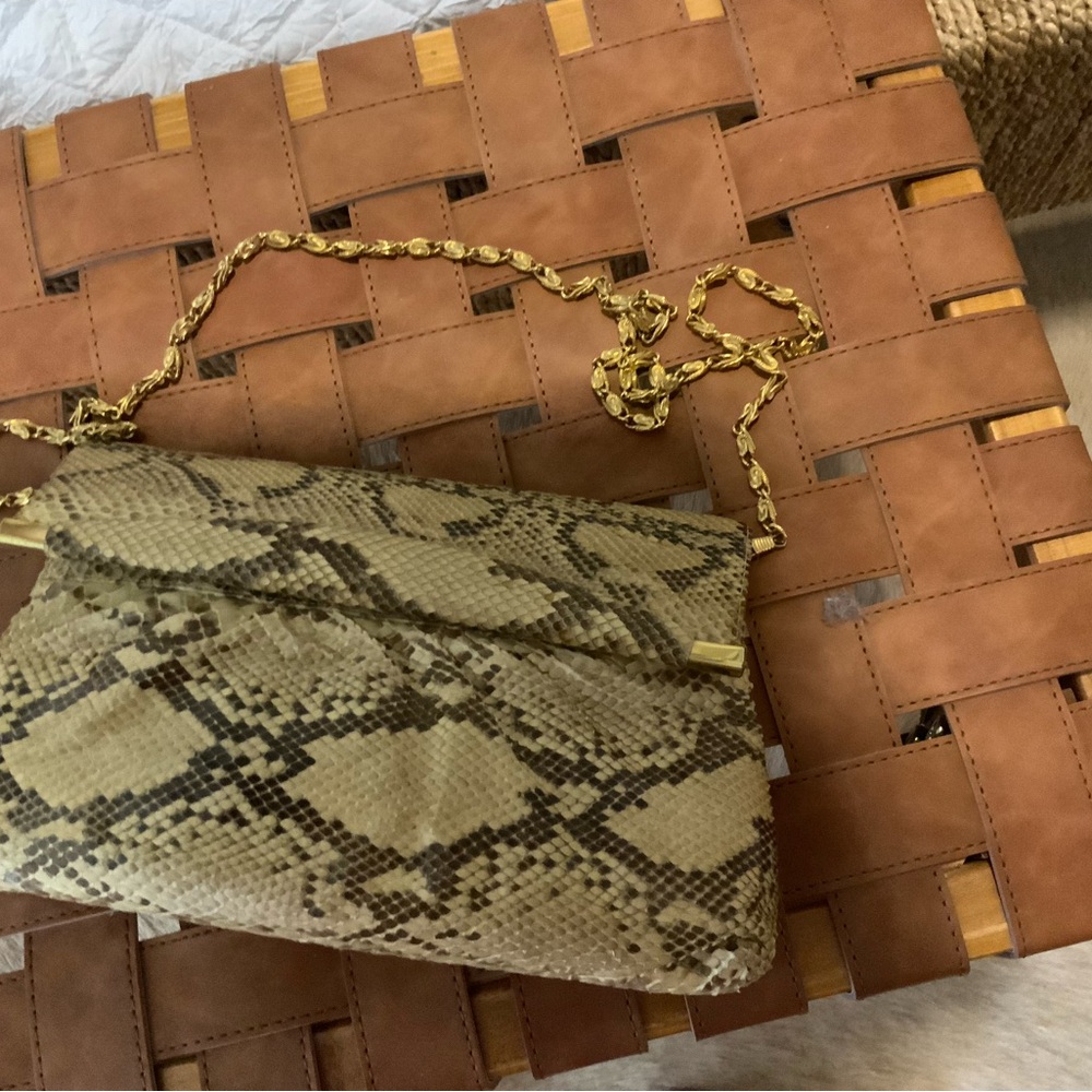 Snake Print Chain Shoulder Bag